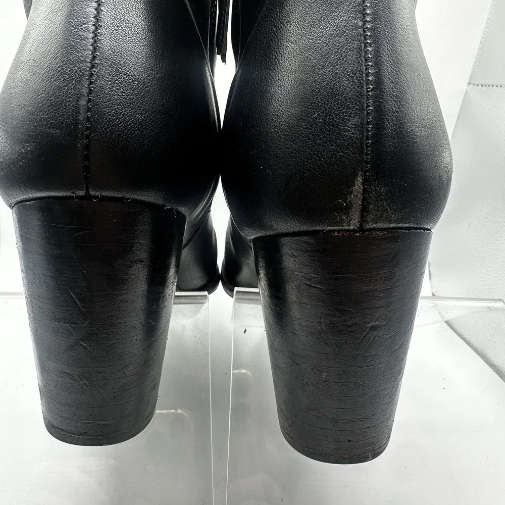 Thursday Boots Co. Uptown Everyday Boot Side Zip Block Heel Black Leather Size 9